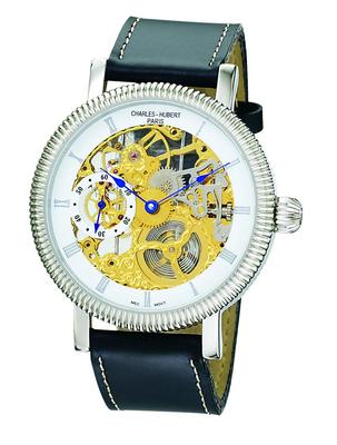 Мужские механические часы с скелетонизированным циферблатом Charles Hubert Black 3737-G, с ручным заводом