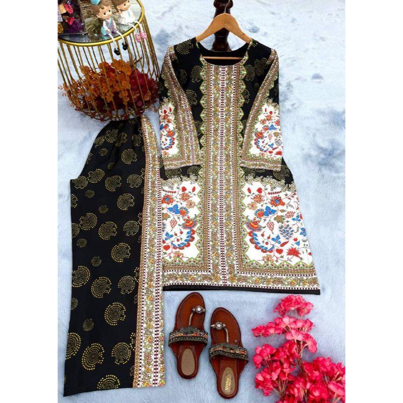 *Launching New Đěsigner Party Wear Look Pur Natural Crepe Top&plazzo Co-ords Set*