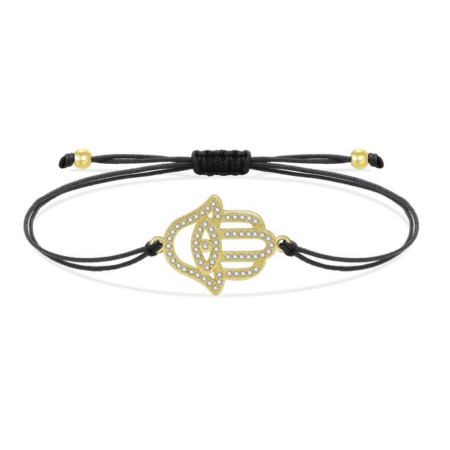 Хорошее качество Хамса браслет с подвесками на руку для женщин, новая мода, кубические циркониевые камни, позолоченная медь, красная нить, ювелирные изделия