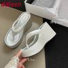 Fashion Pink Fashion Silk Platform Women Wedges Slippers Flip Flops Female Thick Soled Ladies Wedges Slippers Slides Sandals Shoes