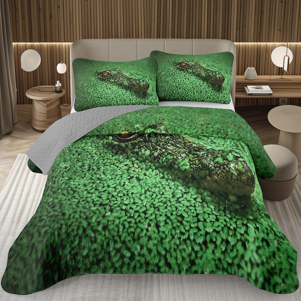 Подростковый крокодиловый плед с узором аллигатора, стеганый комплект постельного белья размера фулл/квин с дикими животными для детей, мальчиков, девочек