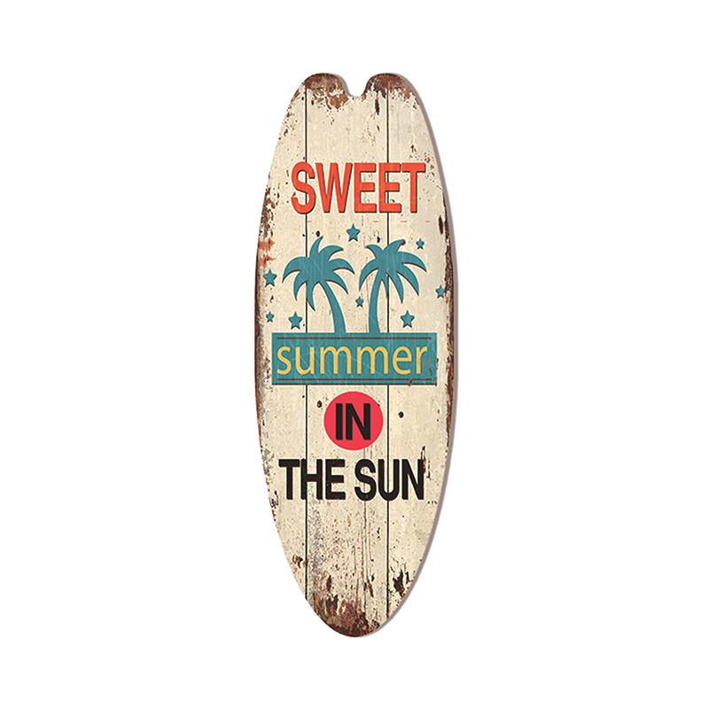 Beach Tiki Bar Surfboard Wooden Sign Plaque Decor For Bathroom Home Wall Plate Poster Vintage Print Wooden Painting Signs