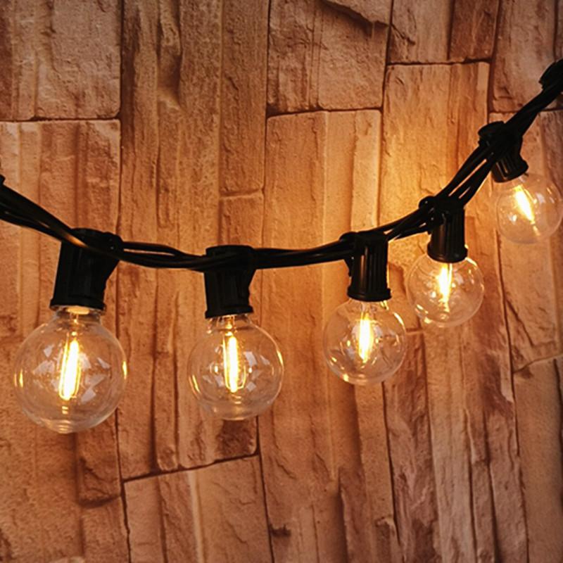 Светодиодная гирлянда 7,6 м/15 м/30 м, лампочки E12 G40, 50 светодиодов, водонепроницаемая, для улицы, сада, свадебного украшения