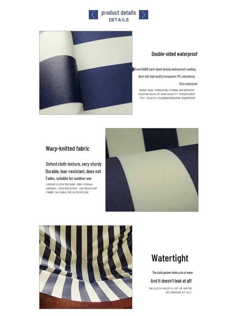 600D Oxford Stripe Waterproof Retractable Canopy Awning