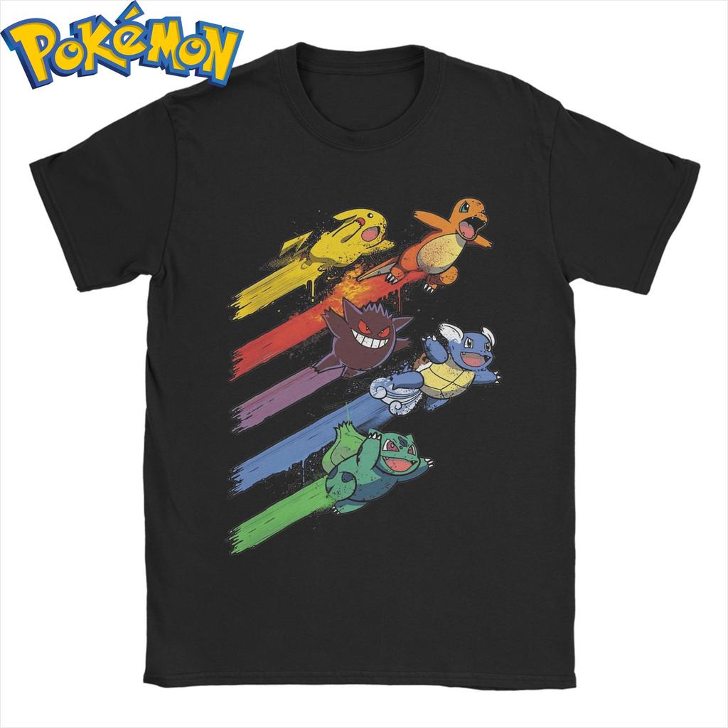 Мужская футболка Pokemon из чистого хлопка, повседневная футболка с круглым вырезом, одежда с коротким рукавом, летний спортивный повседневный топ с коротким рукавом