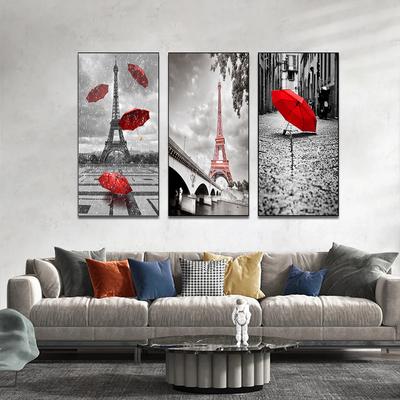 Black and White Landscape Red Umbrella HD Canvas Painting Home Modern Gifts Wall Poster Prints Living Room Bedroom Office Eiffel Tower Vintage Decor