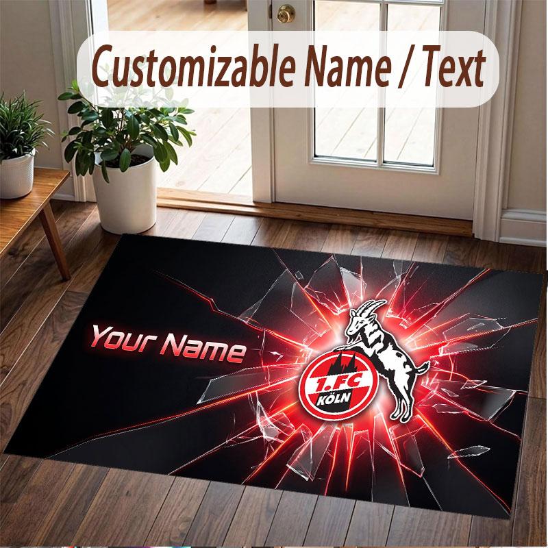 Custom Rug FC Köln Pattern Print Name Text Soft Non‑Slip Floor Carpet for Home Indoor Decoration