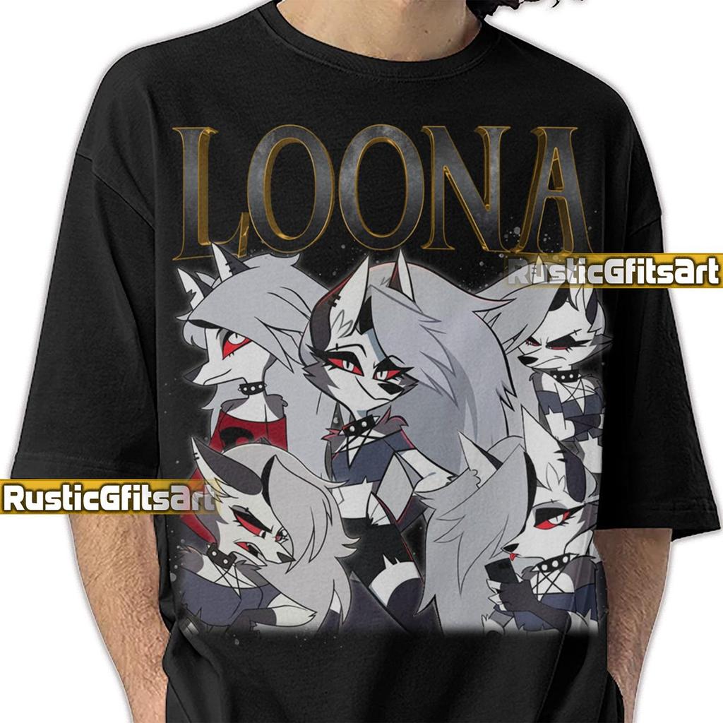 Футболка LOONA HELLUVA BOSS, Кастомная футболка Loony Toony Wolf, Винтажный мерч Loony Hellhound Demon, Смешные футболки Loona Receptionist Подарок для фанатов