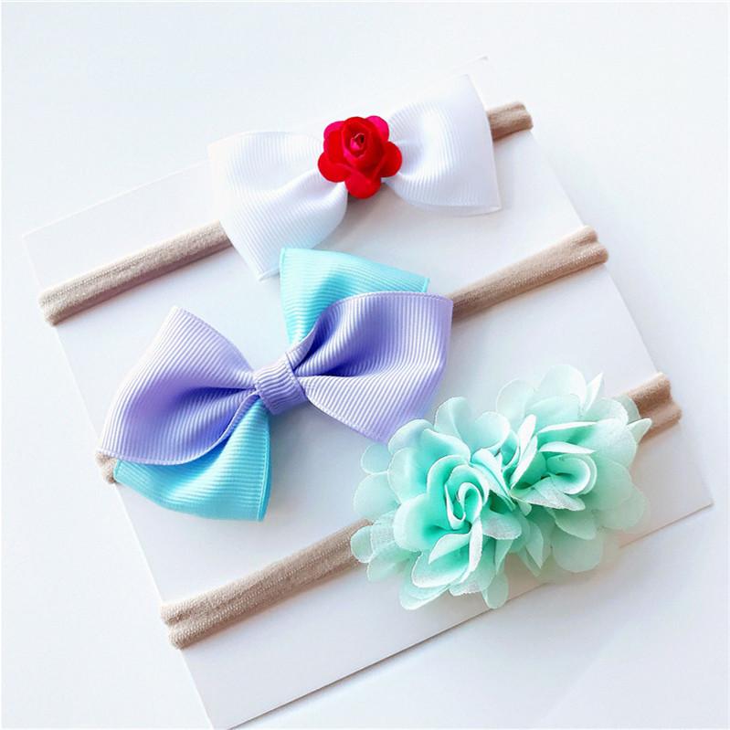3 шт. милая детская повязка на голову с заячьими ушками, эластичная повязка для волос с бантом и цветком, повязки на голову для маленьких девочек, детский тюрбан, набор аксессуаров для волос