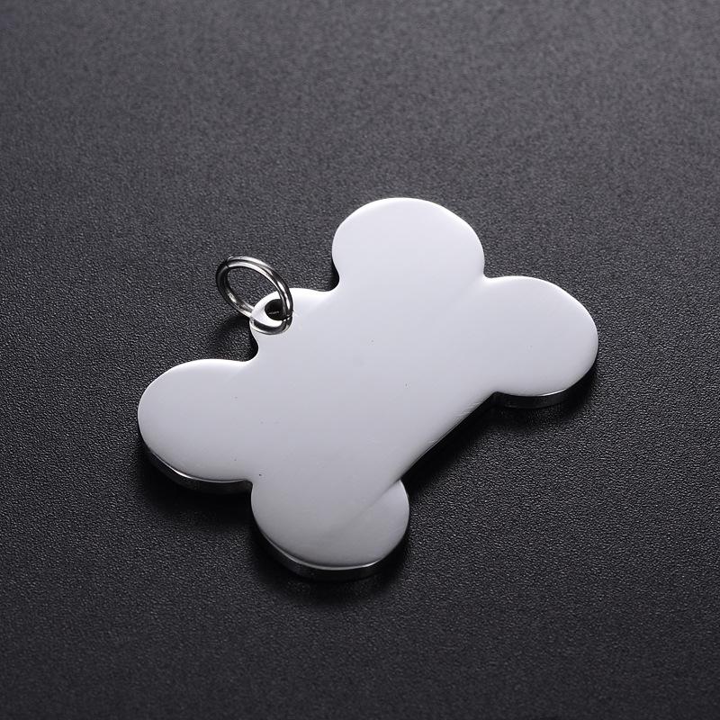 Stainless Steel Dog Tag, Titanium Steel Army Tag, Paw Print Inlaid With Diamond Bone, Metal Pet Tag Lettering