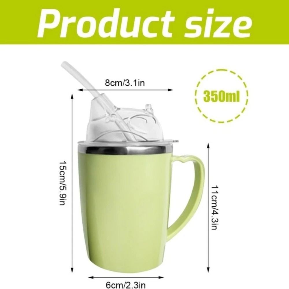 Creative 350ml Drinking Aids Sippy Cup Anti Choke Stainless Steel Straw Cup Easy-Clean Spill Proof Elderly Feeding Cup