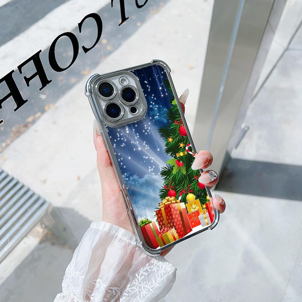 Чехлы для телефонов Ae111 Merry Christmas design с гальваническим покрытием из ТПУ для Xiaomi 11 Lite 5G Redmi Note 13 11 Pro 12C 9S 14C Huawei с защитой на четыре угла