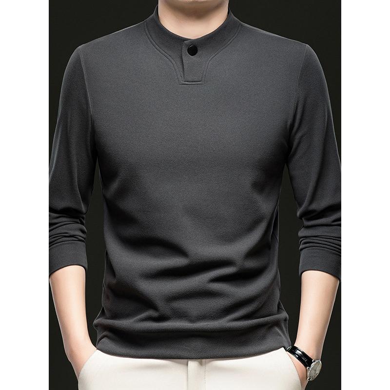 Live Streaming Cross-Border Hot-Selling Middle-Aged Men's Double-Sided De Velvet Sweatshirt Long Sleeve T-Shirt Autumn Winter Thickened Top Base