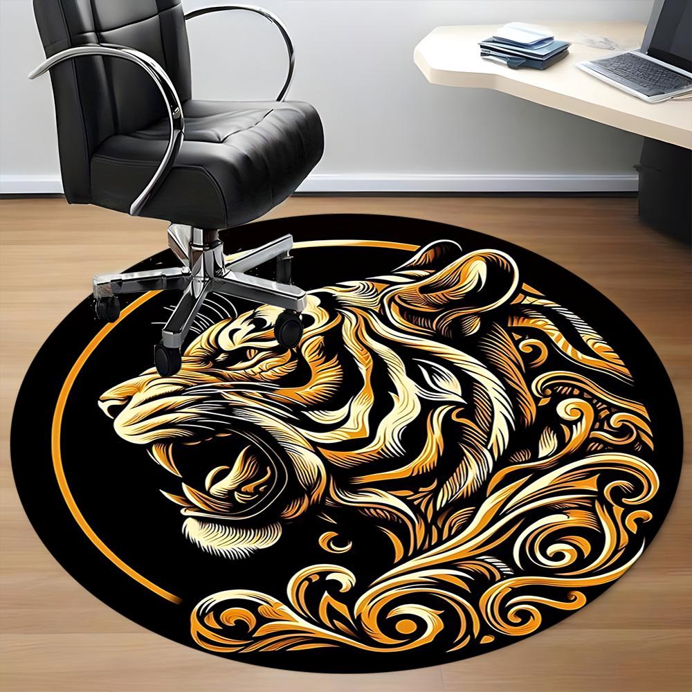 1pc Tiger Swirls Office Round Area Rug, Under Office Chairs Bedroom Living Room Home Decor, Room Deco, Available in Various Sizes 058