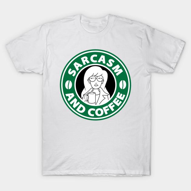 Men Black Print T-shirt Sarcasm And Coffee No-Cut Heat Transfer Print Cotton Tshirt