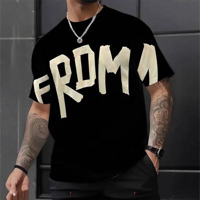 Летний топ с круглым вырезом и 3D-принтом больших букв, модная повседневная мужская футболка с коротким рукавом