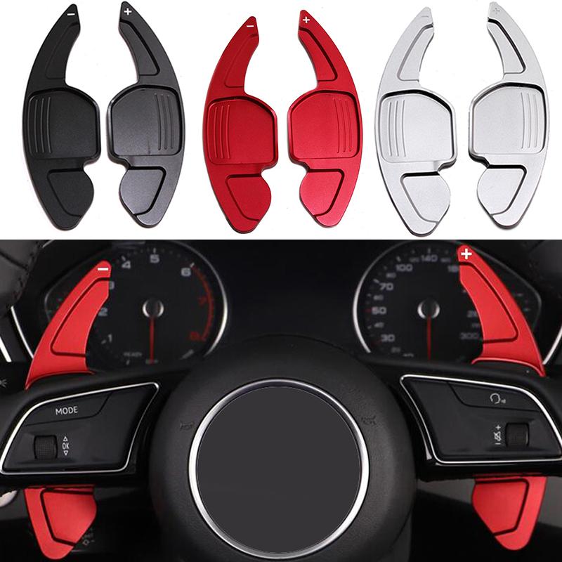 For A3 A4L A7 A8 S5 Q5 Q7 TT 2012-2016 Aluminum Car Steering Wheel Shift Paddle Shifter Extended Red Silver Black Set/2pcs