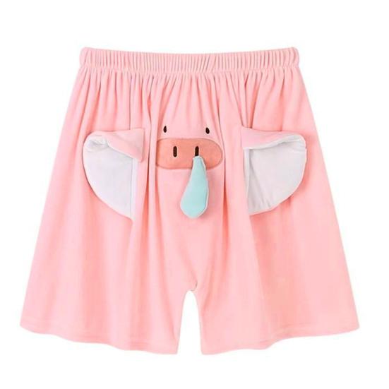 Шорты с изображением свиньи Yousheng и звуковым эффектом сопли, эластичный пояс, коралловый бархат, свободные домашние пижамные шорты, летние повседневные шорты для ночной сорочки