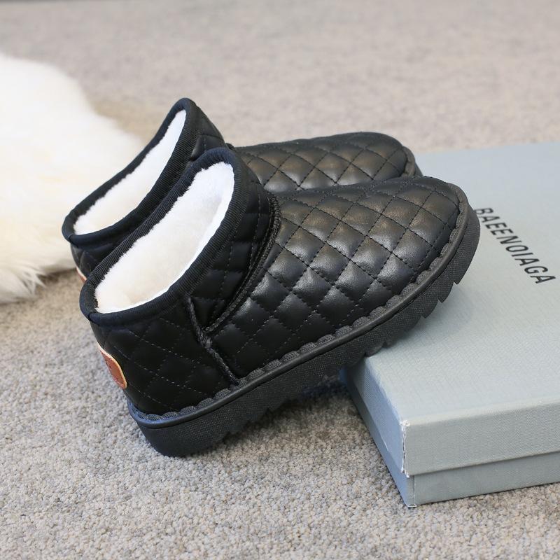 Новые детские кожаные зимние ботинки, водонепроницаемые и теплые хлопковые ботинки, осенне-зимняя обувь из бархатного хлопка