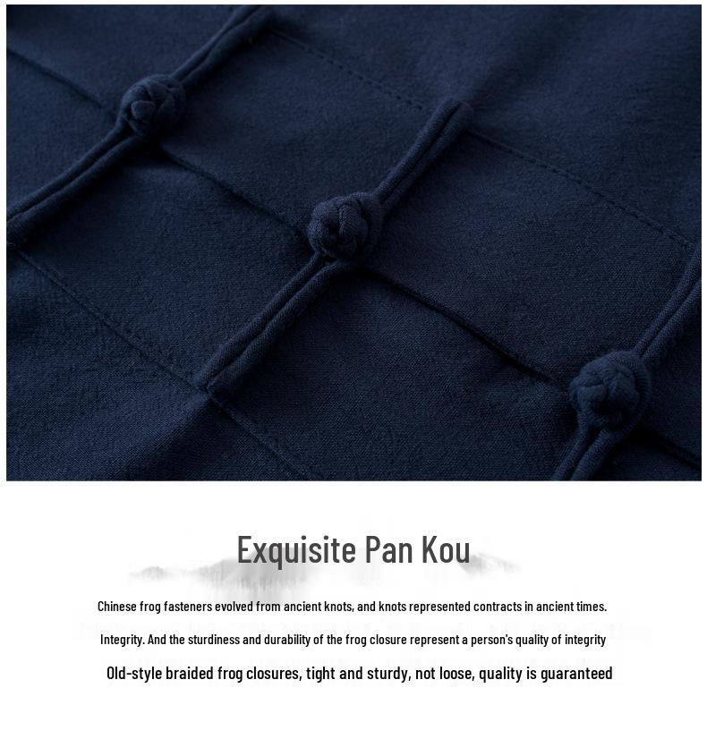 Men's Chinese Style Long-Sleeve Tang Suit Set with Frog Buttons - Retro Tea & Tai Chi Two-Piece