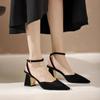 Fashion 2024 Summer New Pointed Fashion One Line Buckle Style Shallow Mouth Sandals Women's Comfortable Banquet Shoes Women