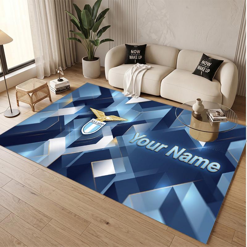 Personalized Crystal Velvet Carpet Lazio FC Pattern Non Slip Floor Rug
