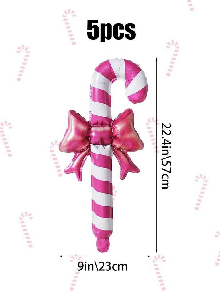 5 шт. Рождественский набор из фольгированных шаров в форме конфетных палочек розового, золотого, красного цвета, надувные рождественские палочки, рождественская вечеринка, праздничный реквизит