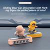 Car Sliding Bear Temporary Parking Number Plate Dashboard Phone Card Cute Skateboard Bear Decor