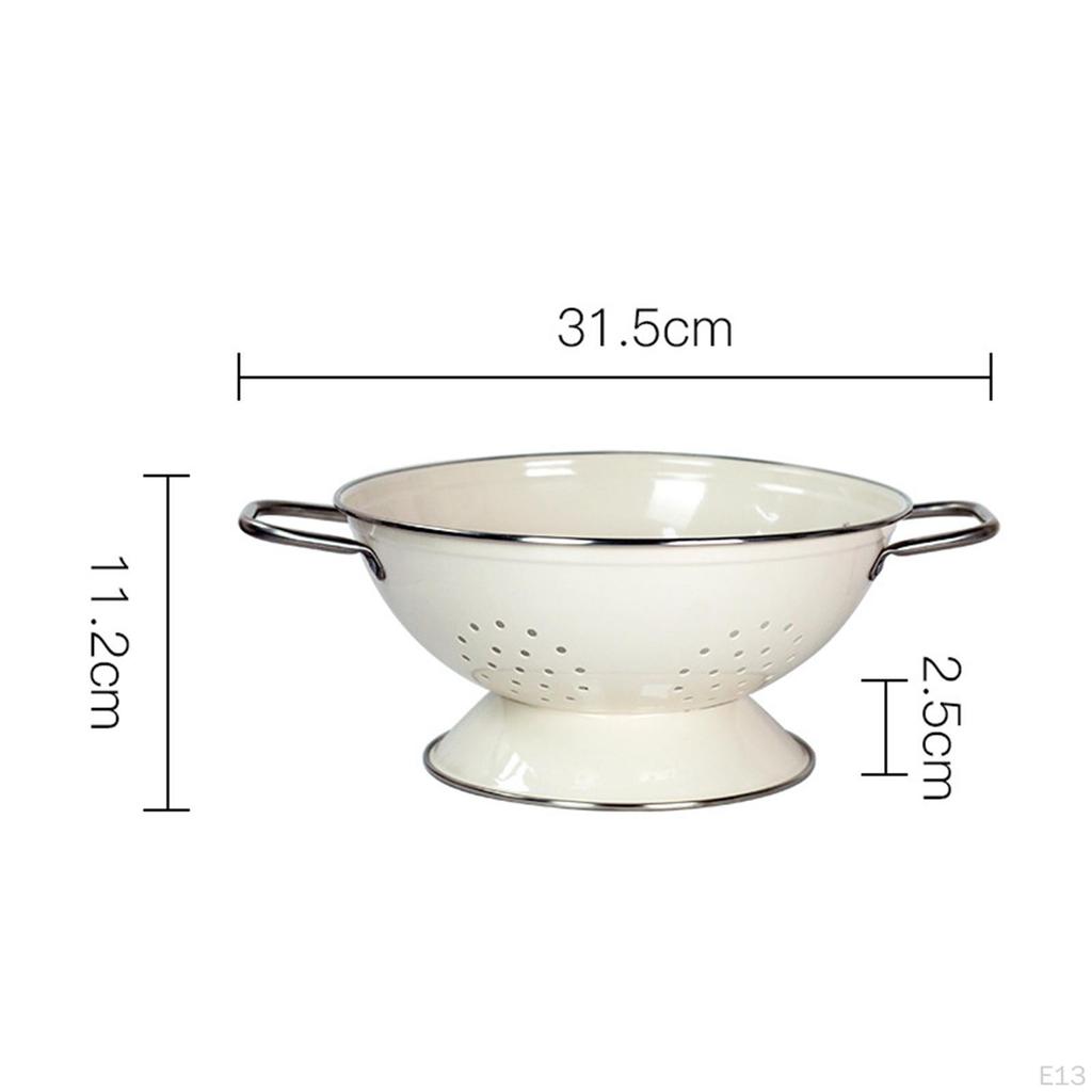 Дуршлаг с эмалированным покрытием, тарелки с фруктами в винтажном стиле, металлическая столовая посуда