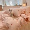 Cotton Bedding Four-piece Set Lace Quilt Cover Bed Sheet Pillowcase