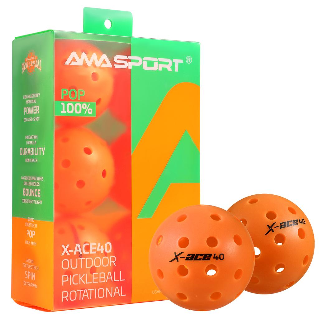 Мячи для пиклбола AMASPORT X-ACE40 Профессиональные Официальные Мячи для Пиклбола с Высоким Отскоком и Высокой Видимостью для Игр на Открытом Воздухе