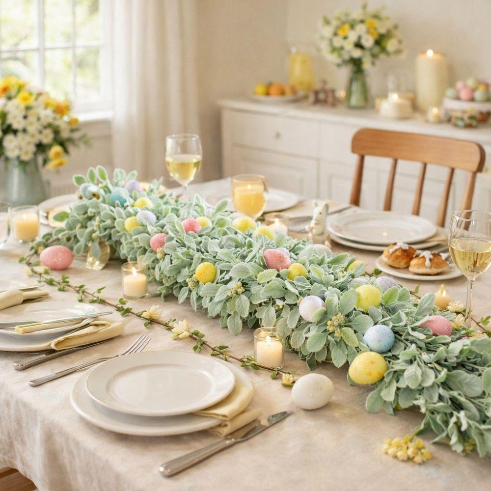 Handmade Easter Egg Garland Realistic Spring Vine Garland Indoor Wall Hanging