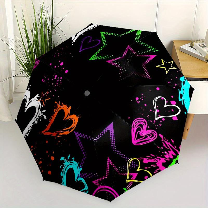 1pc Stars Hearts Themed High-quality Umbrella,Automatic Opening and Closing Umbrella,Multi-functional Umbrella G0811310