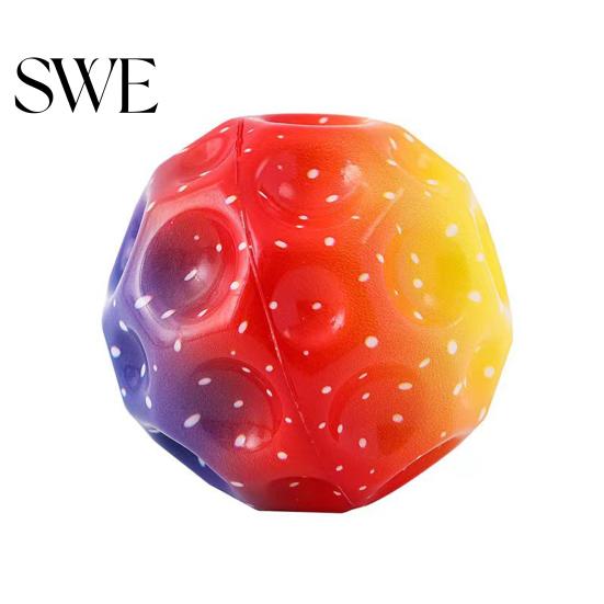Reusable Jumping Ball Moon Space Bouncy Balls for Kids Unique Sound Effects LED Polygonal Shape Bounce Light-Up Stress Relief Toy Gift Boys Girls Aged
