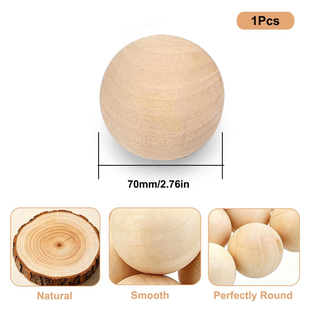 1-50Pcs Wood Ball Dia 6mm-75mm Wooden Primary Color Solids Round Wooden Ball Decoration DIY Home Painted Parts