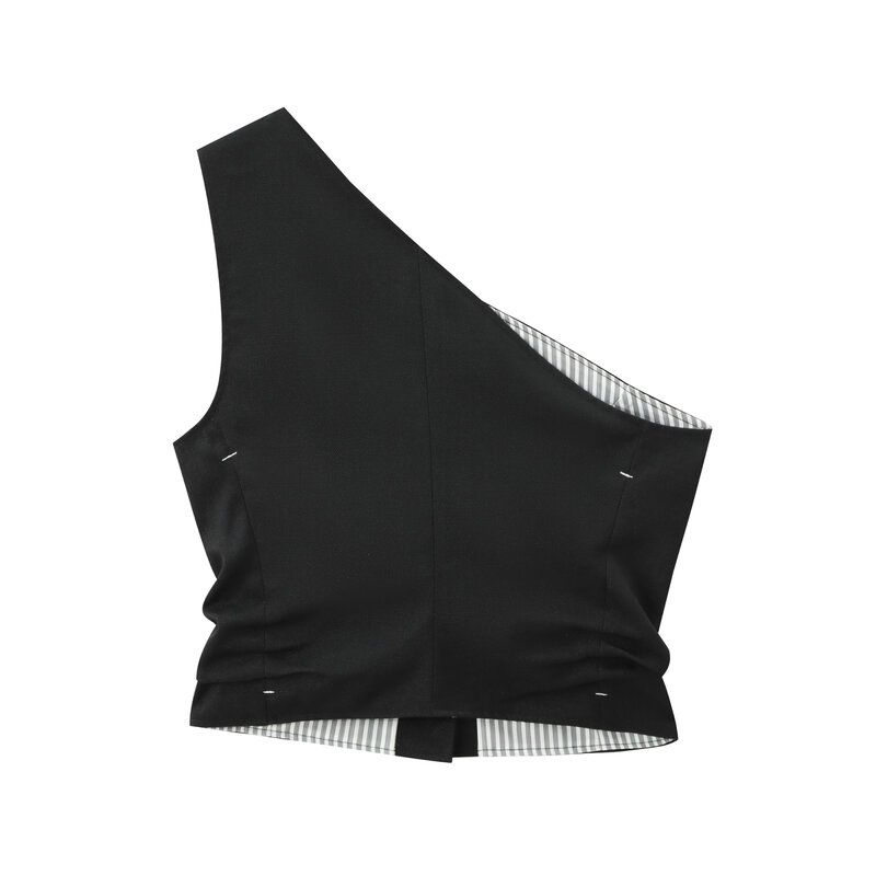 Fashion Style 2024 Autumn New Women's Black Elegance Sleeveless Vest Style Tops High Waist Pants 8297201