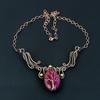 Ruby Lab-Created Gemstone Handmade Pure Copper Wire Wrap Jewelry Necklace For Women
