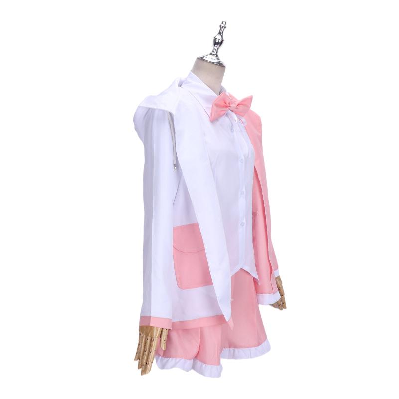 Аниме Danganronpa Monomi Косплей Розовый Длинный Парик Monokuma JKUniform Куртка с Капюшоном Девушка Юбка Комплект Рубашка Хэллоуин Карнавальные Костюмы