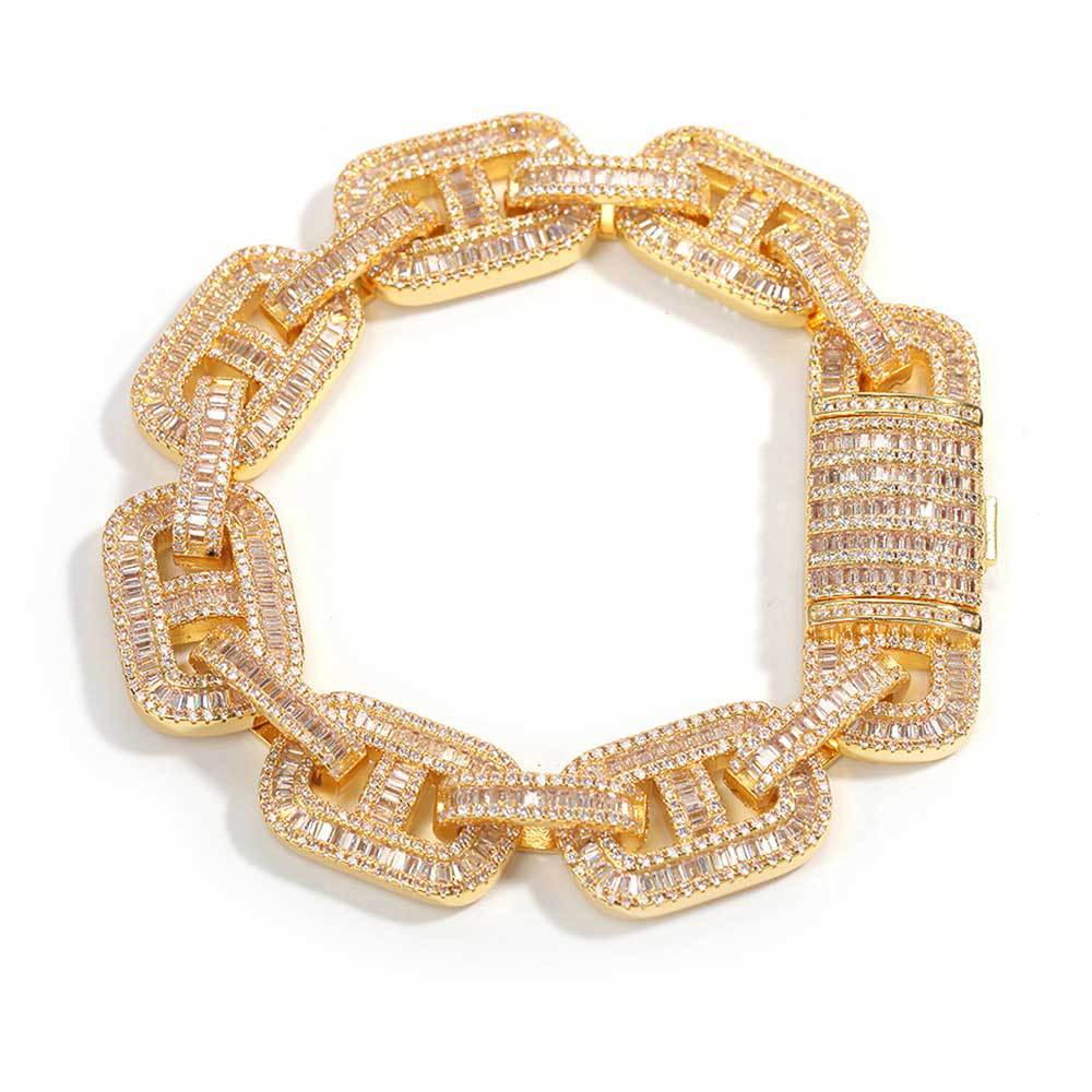 Европейский хип-хоп циркон орнамент полный бриллиант свинья нос кубинский браслет хип-хоп