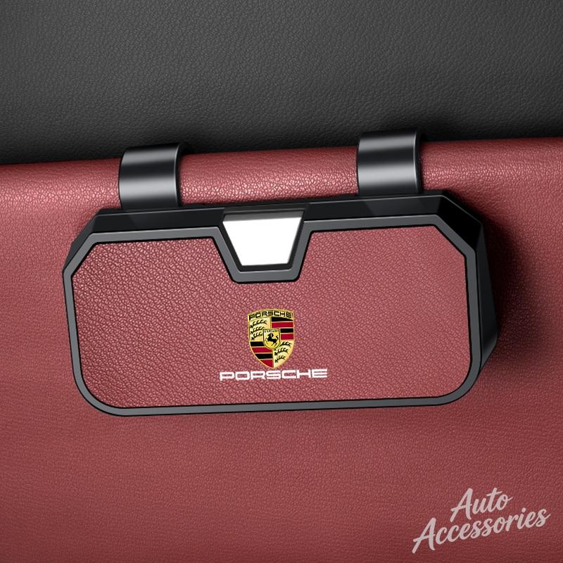 Car Sun Visor Glasses Case Sunglasses Holder Multi-functional Storage Case For Porsche Macan Panamera Cayenne Boxster Cayman 911