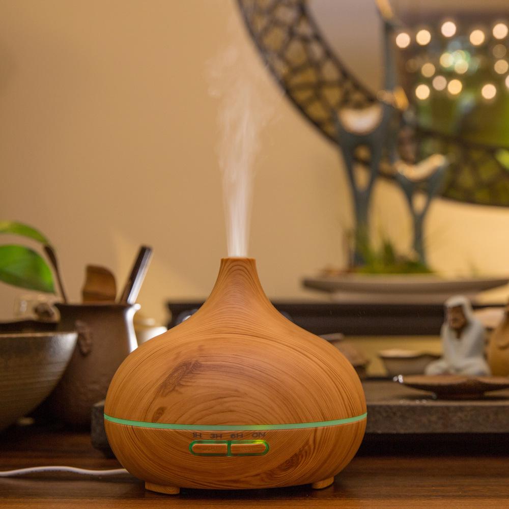 Large-Capacity Wood Grain Aromatherapy Diffuser, Silent Essential Oil Humidifier for Home, Office, Bedroom, Hotel