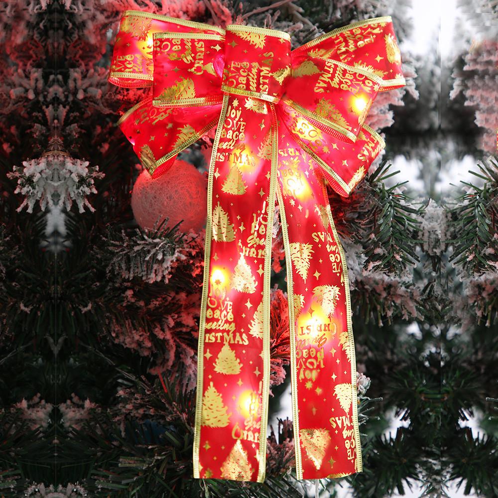 Элегантное Рождественское Украшение Теплый Свет Бант Подвесное Украшение Для Праздничной Елки