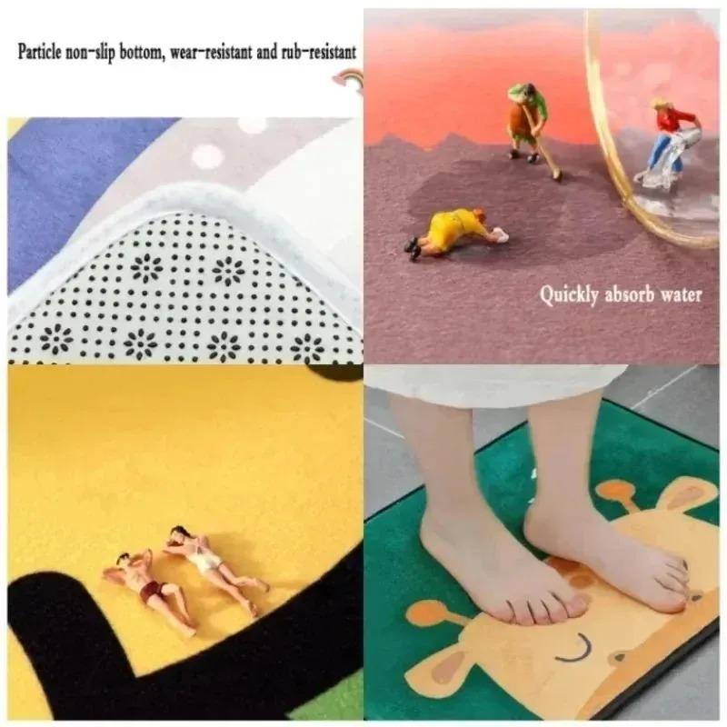 American Style High-end Light Luxury Floral Flannel Floor Mat Home Entrance Door Mat Kitchen Door Mat Anti Slip Foot Mats