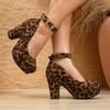 Водонепроницаемые босоножки на платформе с высоким каблуком и леопардовым принтом для женщин с толстым квадратным каблуком и пяткой