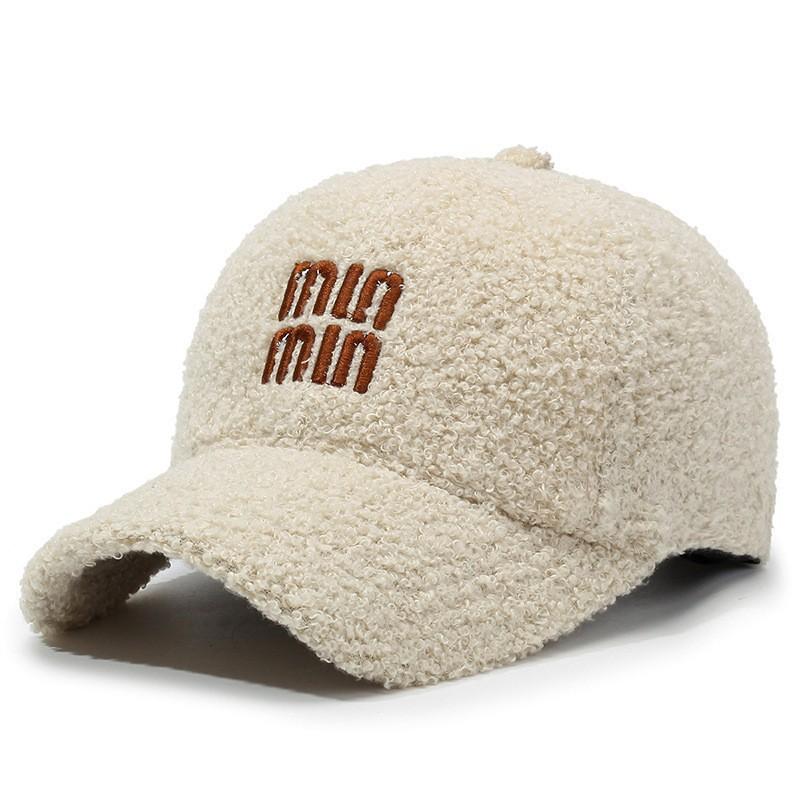 Hat Women'S Autumn And Winter Baseball Cap Peaked Cap Teddy Outdoor Fashion Letter Embroidery Versatile Warm Show Small Face