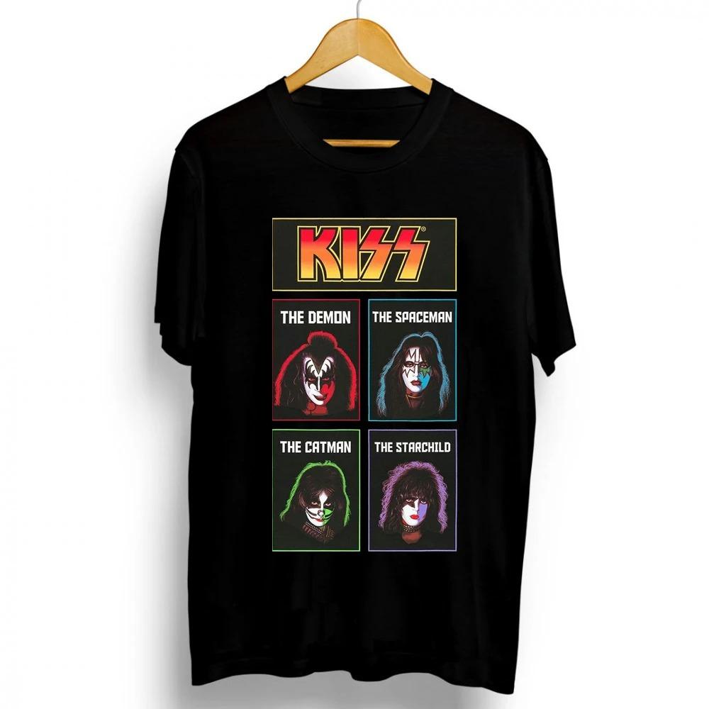 2021 New Fashion Kiss Band Rock Letter Poster Men's T-Shirt Graphics Funny Casual Short Sleeve Round Neck Shirt Hip Hop Tees