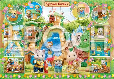 Epoch Картинка Sylvanian Families Большой водопад в секретном лесу 46 деталей пазл для детей Сертификация ST Mark поставляется с чистящим мешком Возраст