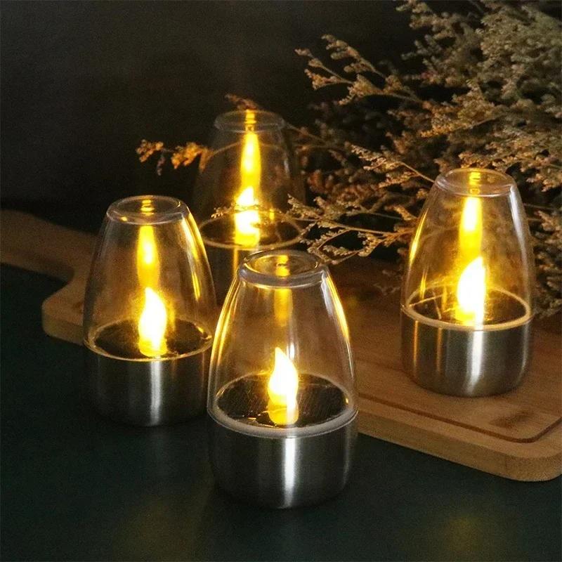 4/1pcs LED Solar Candles Light Flameless Rechargeable Night Light For Party Garden Decor Outdoor Waterproof Solar Candles Lamp