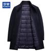 ROMON Men's Wool Blend Trench Coat with Detachable Goose Down Liner