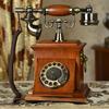 Retro Solid Wood Rotary Dial Telephone: Antique American-Chinese Desk Phone